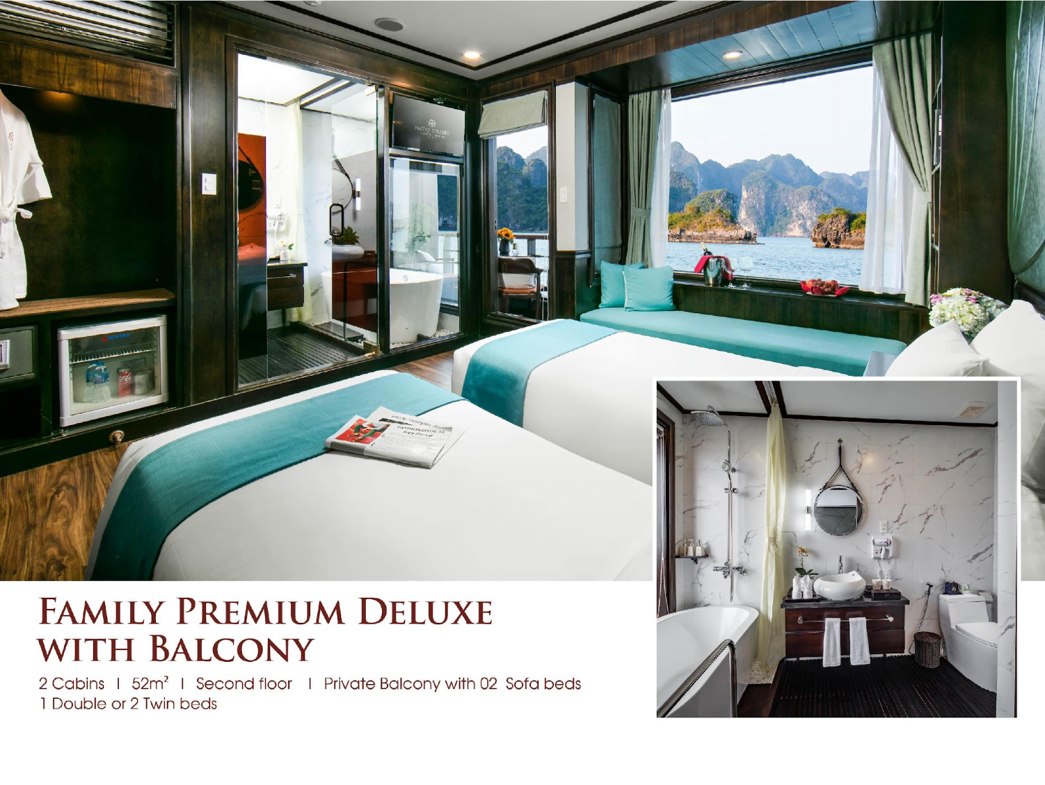 Peony Cruise Tour Cabins in Ha Long Bay – Lan Ha Bay